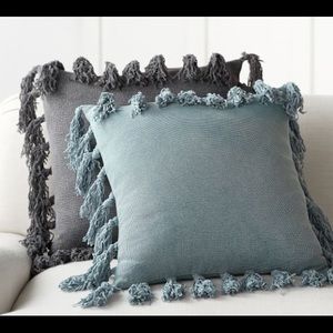 NWT Pottery Barn Tassle Pillow Cover Gray Boho
